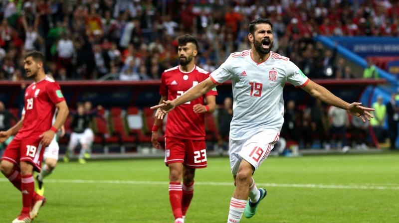 The powerful striker turned in the area and took a shot but the ball deflected off Ramin Rezeian before bouncing back onto Costas knee and into the net. (Photo: Fifa official site)