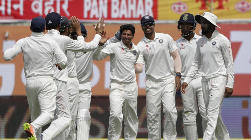 Kuldeep Yadav was in tears after getting his maiden Test wicket. (Photo: AP)