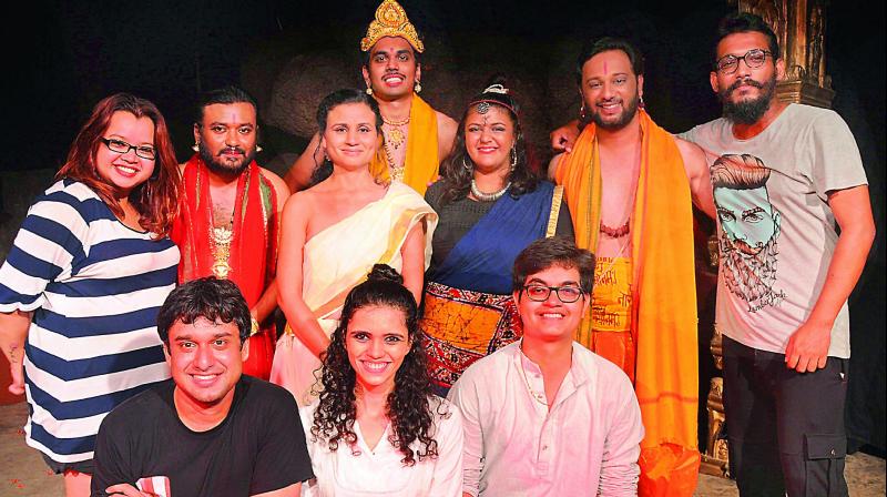 The cast and crew of the play Chitra