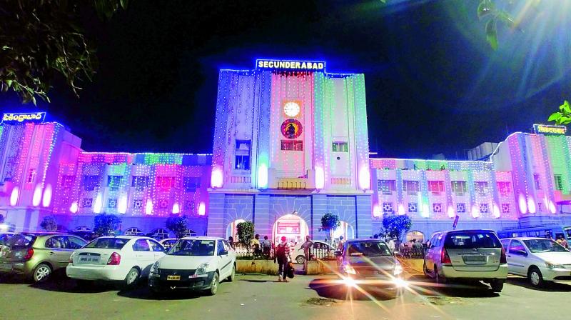 Secunderabad railway station decked-up for the festival of lights.  (Photo: DC)