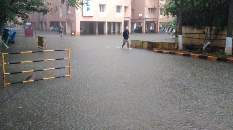 Due to the increased height of the road, Kendriya Vihar which is also in a  low-lying area has caused rainwater to gush into the complex making life difficult for the  residents  (Photo: DC)