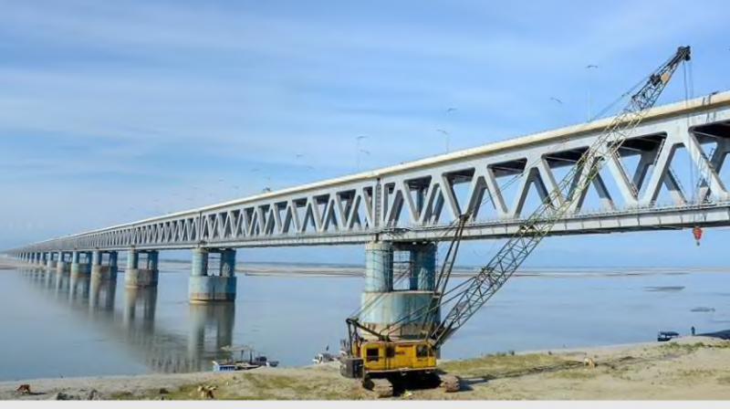 Bogibeel Bridge, Indias longest railroad bridge, connects the north and south banks of the Brahmaputra and falls in the eastern part of Assam and Arunachal Pradesh. (Photo: PTI)