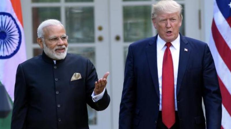 The slow-motion pictures of Mr Modis first joint press conference with President Donald Trump show how the positive vibes of a hug work. (Photo: AP/File)