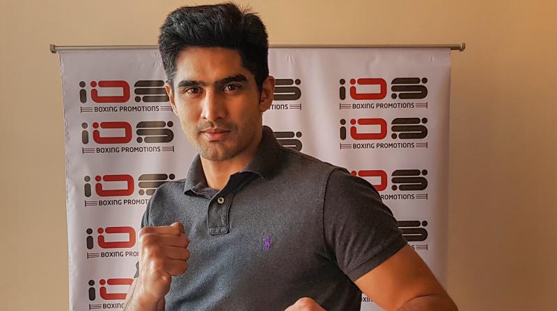 Vijender, unbeaten in his 10-bout pro career, will make his US debut at Staples Center on THE Vasiliy Lomachenko-Anthony Crolla undercard. It will be an eight-round contest and his opponent will be announced later. (Photo: PTI)