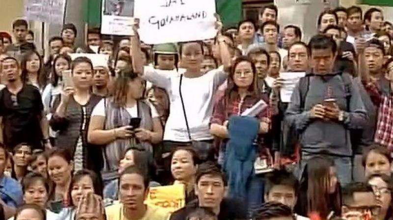 a major demonstration was held in Bengaluru city on Tuesday in support of Gorkha Janmukti Morchas (GJM) demand for Gorkhaland. (Photo: Videograb)