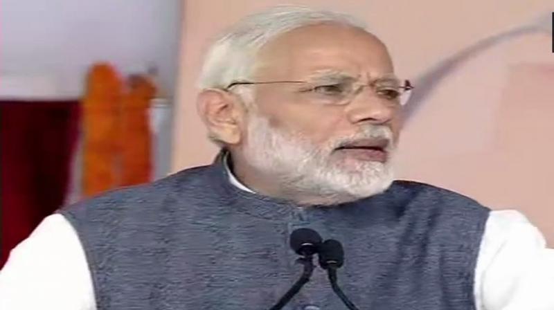 Addressing a public gathering in Sultanpur later, Modi said with the inauguration of the KMP project, Ballabhgarh-Mujesar rail link and the foundation stone of the skill varsity being laid, Haryana has taken one more step towards all-round development. (Photo: ANI | Twitter)