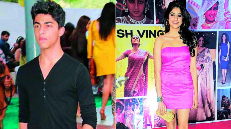 In the kingdom of stars: 19-year-old Aryan Khan whose shirtless photographs flaunting perfect six packs evoke envious sighs is expected to carry his superstar dad SRKs legacy forward, (right) 18-year-old Jahnvi Kapoor is as fashionable as her mum, Sridevi, and it was no surprise when her producer papa Boney Kapoor announced that she had been signed up by KJo.