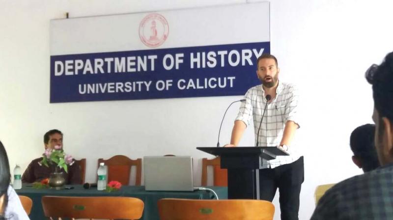 Dr Caleb Simmons talks on Methodology in Historical Research at Calicut University on Monday. ARRANGED