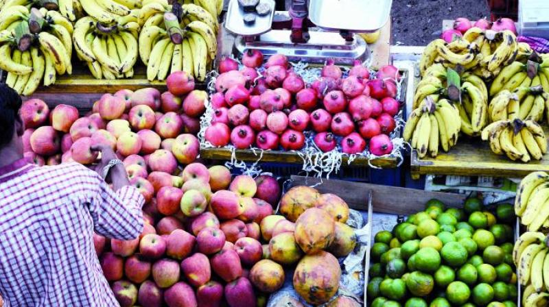 Tajuddin, a major fruit dealer at the Kothapet fruit market, says apples have gone up by 35 per cent due to fewer arrivals from Jammu and Kashmir and Himachal Pradesh. (Representational image)