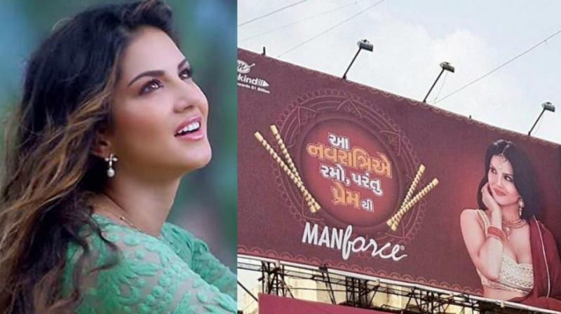 Sunny Leones condom ad on hoardings in Gujarat.