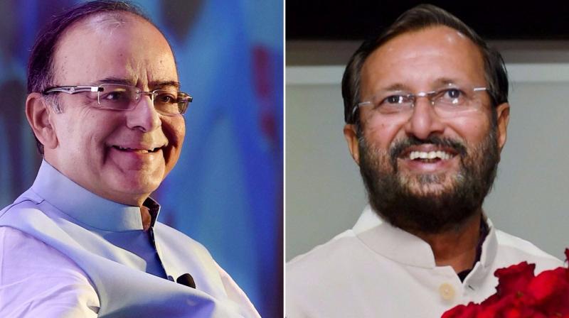 Union ministers Arun Jaitley and Prakash Javadekar were appointed the BJPs election in-charge for the high-stakes Gujarat and Karnataka Assembly polls respectively. (Photos: PTI)