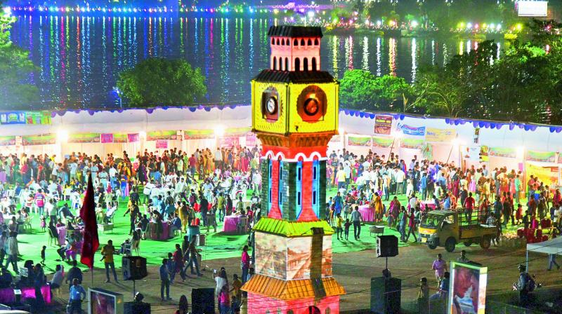 A replica of  Clock Tower has been set up at Peoples Plaza on the occasion of Telangana Formation Day on Saturday.