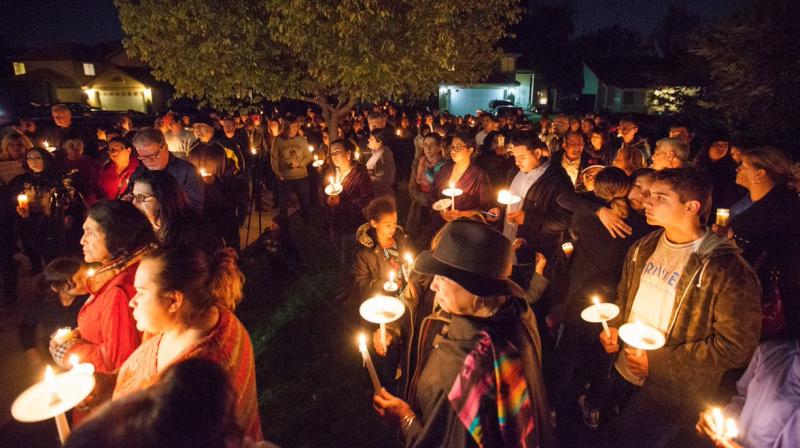 Candlelight vigil held in memory of Francisco Serna. (Photo: Twitter | @tbcpix)