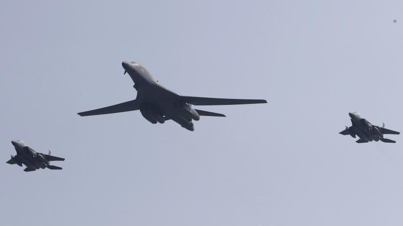 Two US B-1B Lancer bombers flew from Guam over the South China Sea last month, while a US warship carried out a manoeuvring drill within 12 nautical miles of one of Chinas artificial islands in the waterway in late May. (Photo: AP)