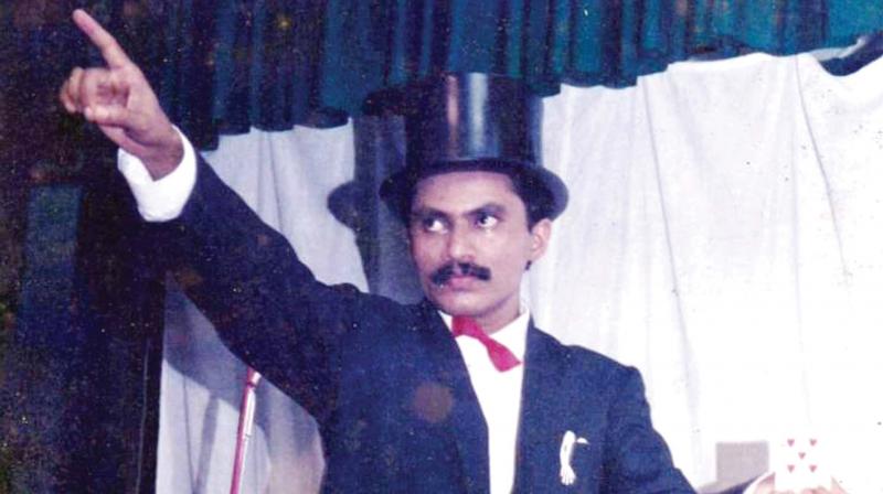 Titus Varghese during a magic show in early 90s