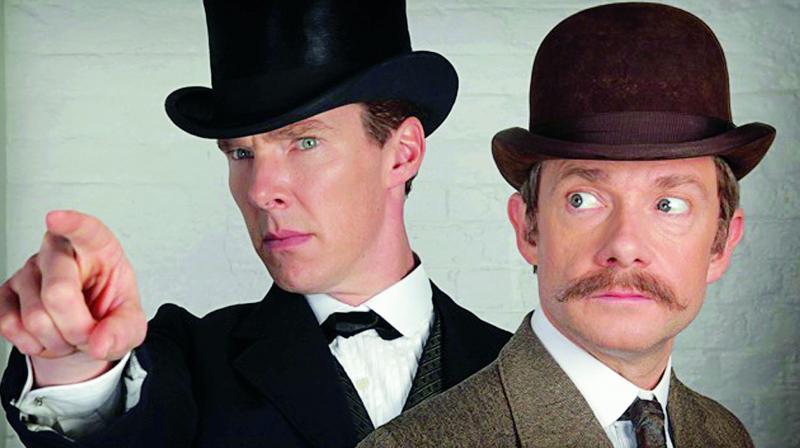 (left to right) Benedict Cumberbatch as Sherlock Holmes and Martin Freeman as Dr John Watson in Sherlock
