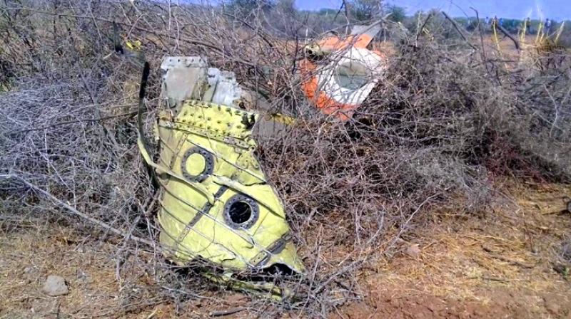 According to reports, the plane was on a routine training mission from the Jamnagar Air Base and crashed near a village. (Photo: ANI | Twitter)