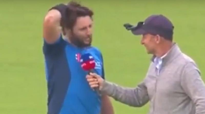Afridi, who made his debut for Pakistan in 1996, was asked by commentator Nasser Hussain (who was commentating from the slips) if he would make a comeback. (Photo: Screengrab)