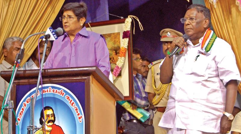 Pondy CM translates,Lt guvs speech at Kamban Vizha on Friday. 	(Image: DC)