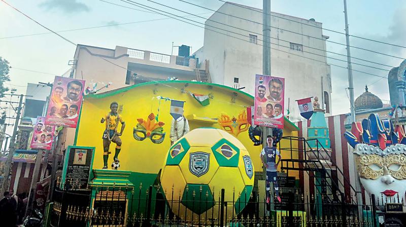 A statue of Pele is the landmark of Mini Brazil in Gowthampura locality in Bengaluru.