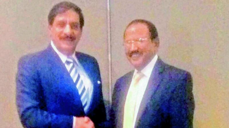 NSA Ajit Doval with his Pakistani counterpart Lt. Gen. Nasser Khan
