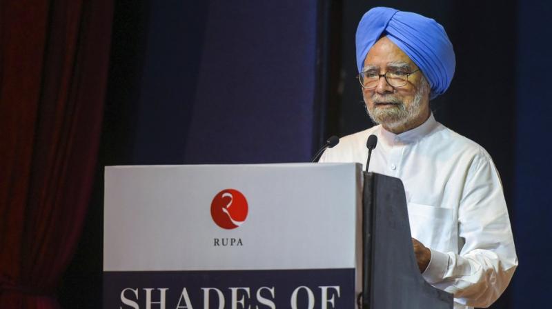 Former prime minister Manmohan Singh speaks during the launch of Congress leader Kapil Sibals book Shades of Truth. (Photo: PTI)