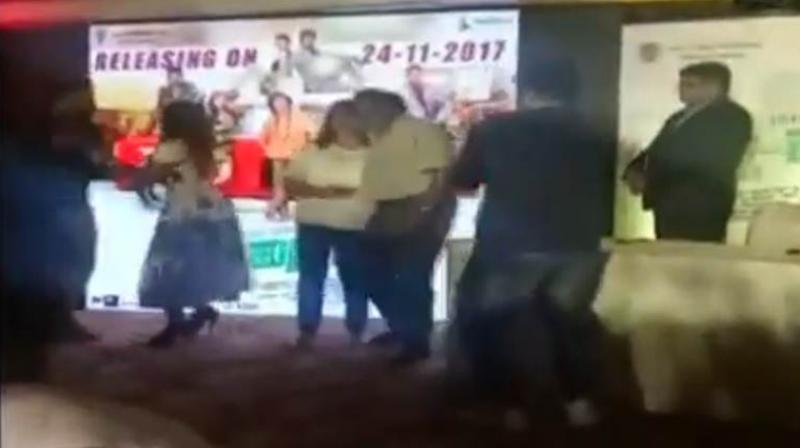 An amateur video that surfaced online showed the Congress MLA and former actor MH Ambarish dancing with a woman at a music launch. (Photo: Screengrab)