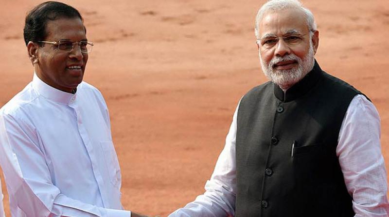 Prime Minister Narendra Modi with Sri Lankan President Maithripala Sirisena in New Delhi. (Photo: PTI)