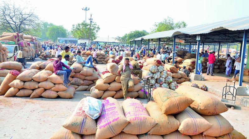 A file photo of Khammam market yard.  (Photo: DC)