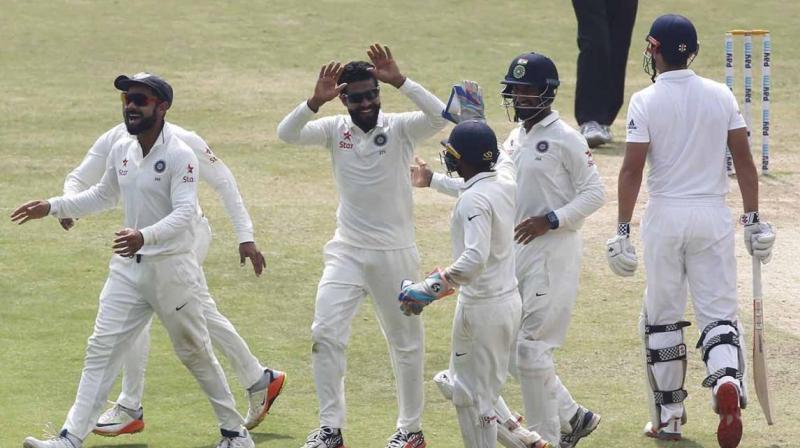 Spinner Ravindra Jadeja was the hero of the day as he returned exceptional figures of 7/48 to spell doom for England. (Photo: BCCI)