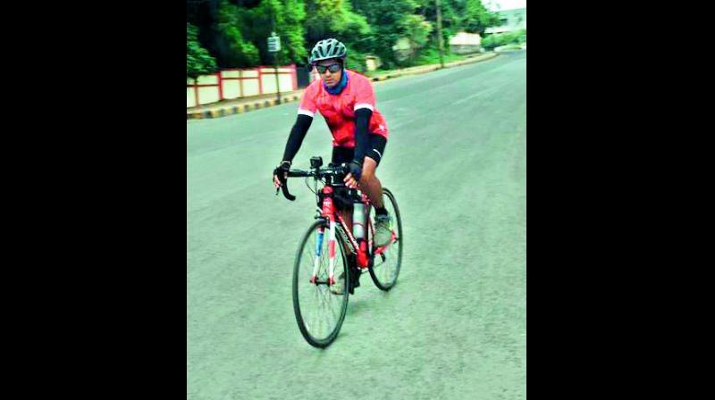 Sachin Deva, who had cycled from Delhi to Bengaluru last year and then from Bengaluru to Kanyakumari, started his journey from Leh on September 7 and reached Hyderabad recently.