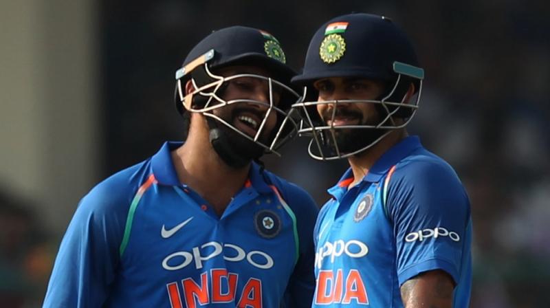 Two batsmen (Kohli and Rahane) were run out before this (my hundred) in front of me. So, I was not in a mood to celebrate my hundred,  said Rohit Sharma amidst laughter amongst the media contingent. (Photo: BCCI)