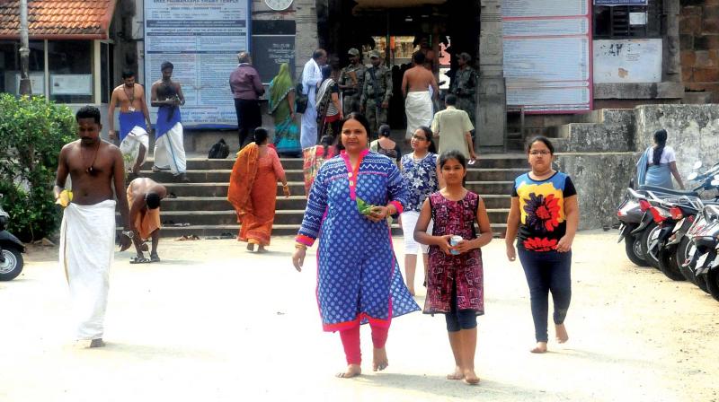 Thiruvathira Thirunal Lakshmi Bayi of the royal family sent a letter to Padmanabha swamy temple executive officer K.N. Satheesh pointing out that the rule that a woman should wear a dhoti over her churdar to enter the temple premises was absurd.