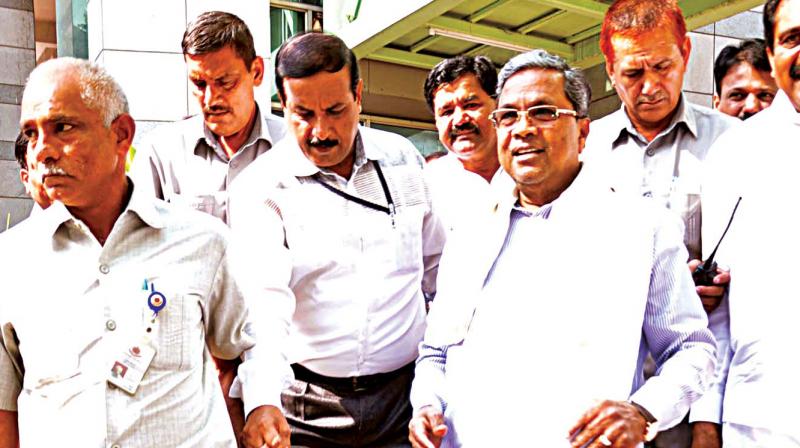 Chief Minister Siddaramaiah at the AICC headquarters in New Delhi on Monday. (Photo:KPN)