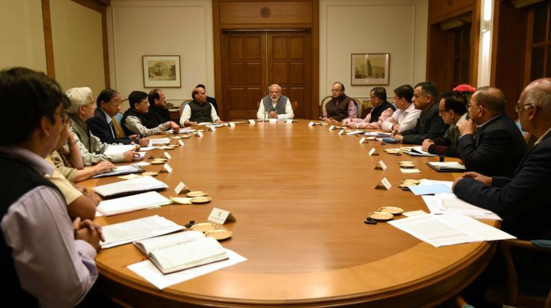 Prime Minister Narendra Modi with senior ministers. (Photo: Twitter/PIB)