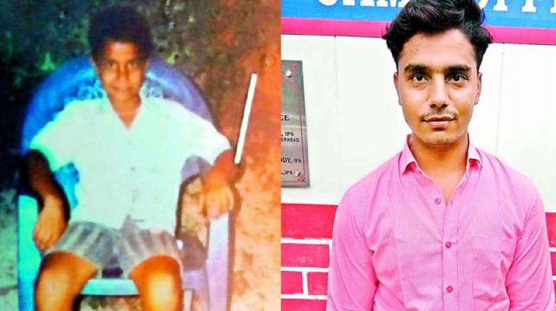 Sujeeth Kumar Jha before he went missing seven years ago and (right) when he was traced recently.