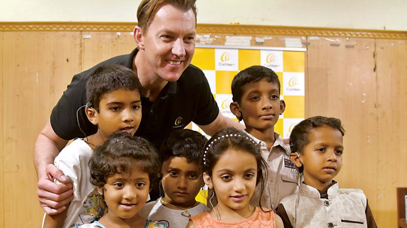 Former Australian cricketer and Cochlears Global Hearing Ambassador Brett Lee during a press conference about hearing impairment on Tuesday (Image DC)