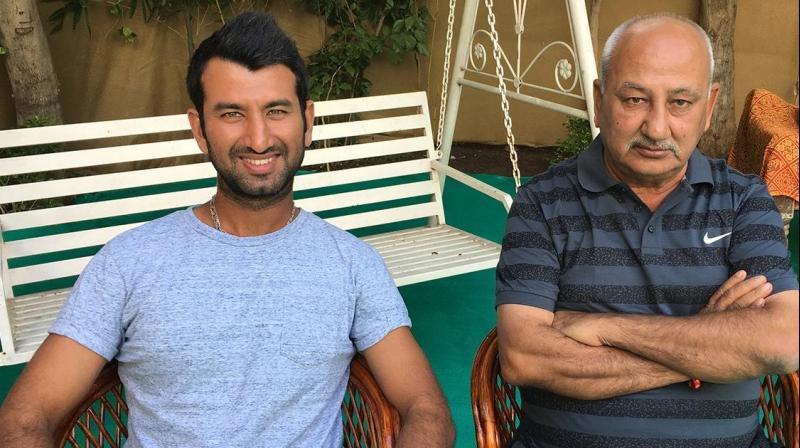Cheteshwar Pujaras father Arvind believes that a switch to leather balls in the formers early days helped him become the batsman he is now. (Photo: BCCI)