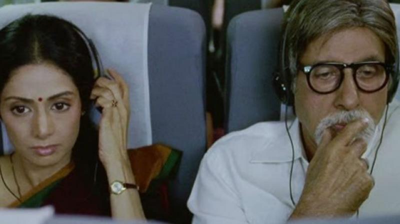 Sridevi and Amitabh Bachchan in a still from English Vinglish.