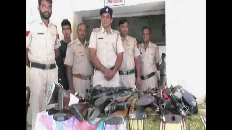 Dinesh Kumar, Sirsa Sadar SHO, confirmed that these arms were recovered from the Dera premises. (Photo: ANI)