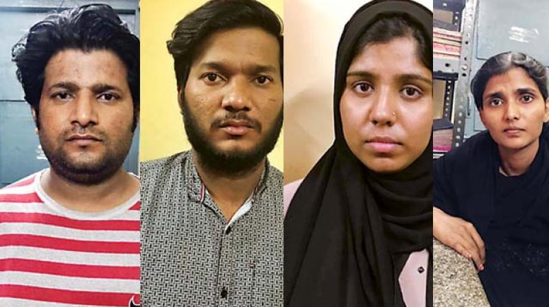 Three Pakistanis and one Keralite who have been  arrested by CCB police in Bengaluru.
