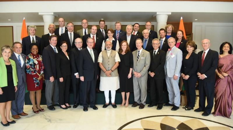 Prime Minister Narendra Modi with 26-member bi-partisan US Congressional delegation. (Photo: Twitter)