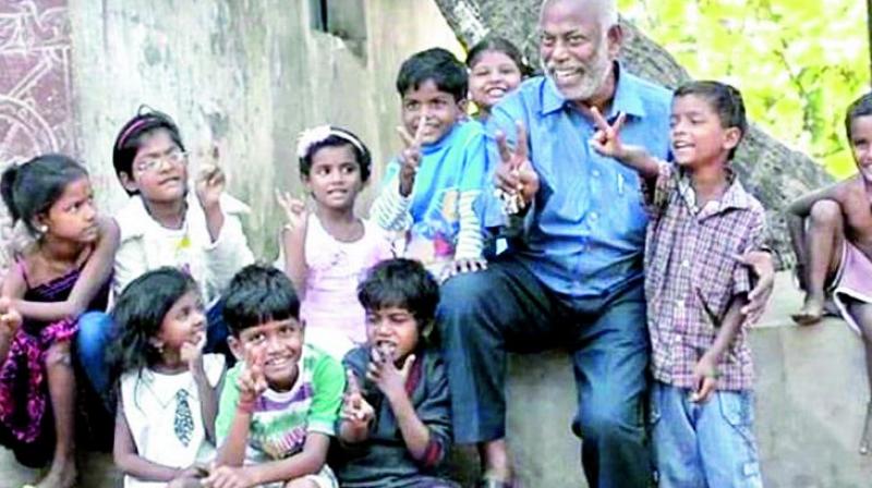 D. Prakash Rao with his students in Cuttack.