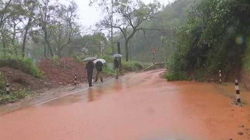 The major rain-affected districts are Dakshina Kannada, Udupi, Chikkmagaluru, Kodagu and parts of Hassan and Uttara Kannada. (Photo: ANI/Twitter)