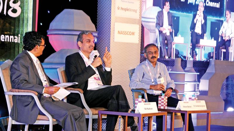 Top IT executives  interacting during Nasscom HR summit  in the city on Thursday. (Photo:DC)