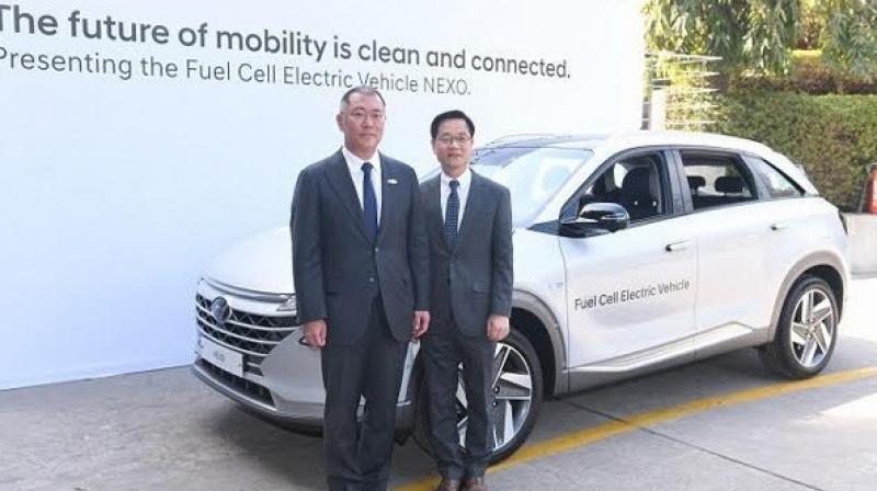 HYUNDAI NEXO SUV is free from any greenhouse gasses emissions as Vehicle will filter and purify the air during its drive. (Photo: ANI)