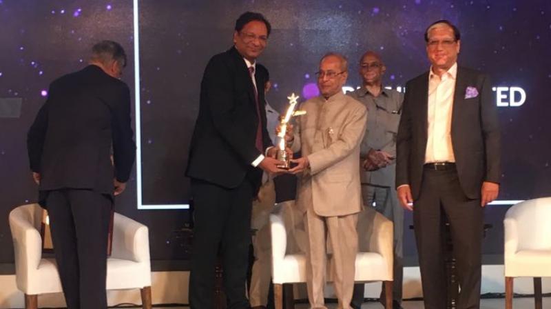 Ajay Singh, Chairman and Managing Director, SpiceJet, received the prestigious award from Shri Pranab Mukherjee, the former President of India.