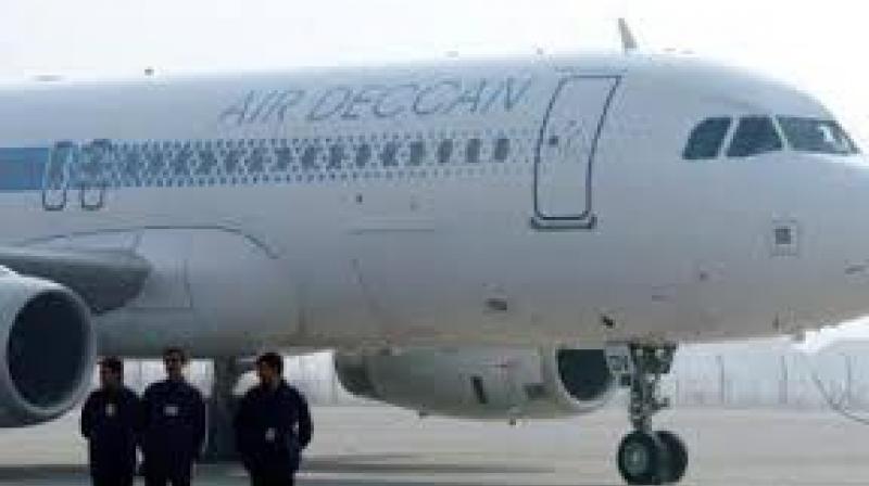 Air Deccan aircraft landed at the airport here on a trial run from Agartala.