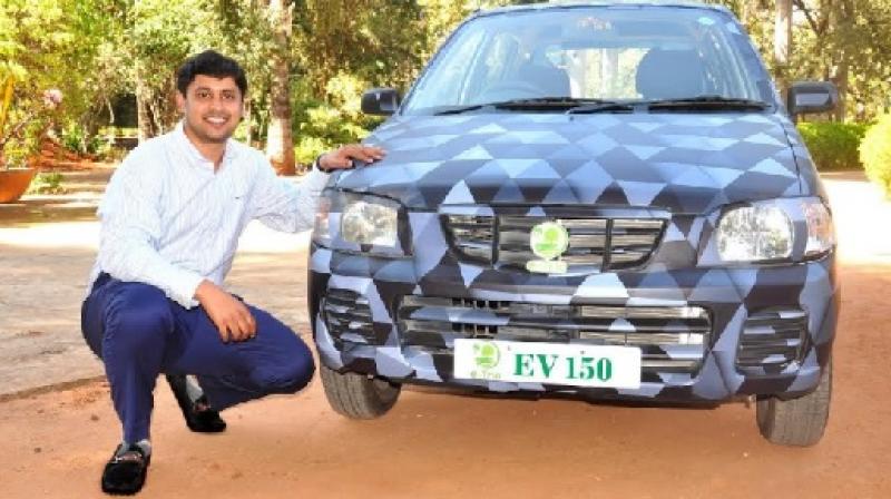 Mr. Sathya Y - Founder, E-trio Automobiles with Retrofitted Car..