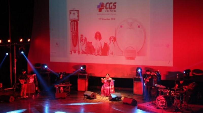 Shubha Mudgal, performing at the inauguration of CT scanner and Ophthalmology Unit for pets at CGS Hospital, Gurugram